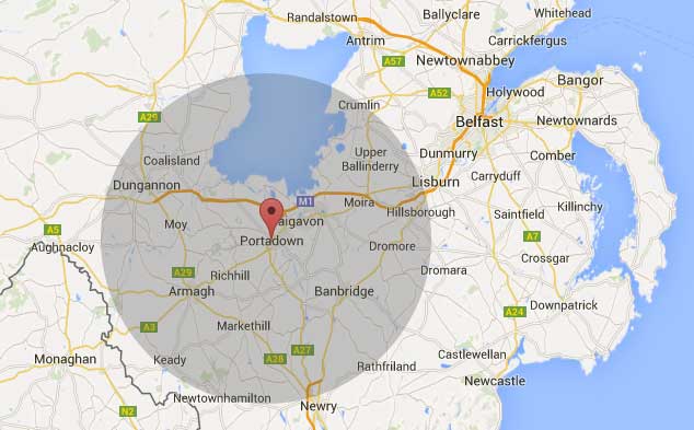 Portadown Topsoil Armagh delivery map